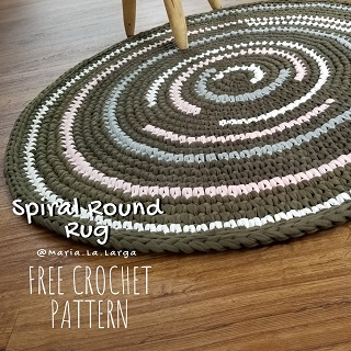 Free Crochet Patter Round Rug Spiral Fabric Yarn Trapillo